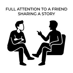 Naklejka premium Two Friends Sharing Story Listening Communication Conversation Friendship.