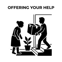 Fototapeta premium Helping Hand Man Offers Assistance Carrying Package to Woman.