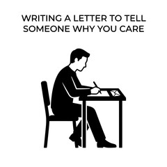 Fototapeta premium Silhouette of a Person Writing a Letter at a Desk.