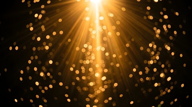 Golden Light Beam Bokeh Particles Abstract Background
