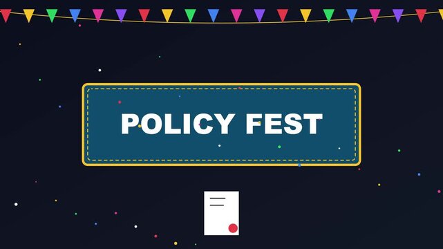 Policy fest celebration motion with festive bunting and confetti animation 4k background, for corporate events, and government announcements