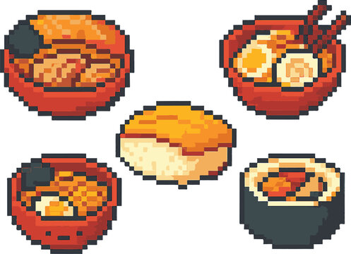 ramen pixel art, eps 10 illustration