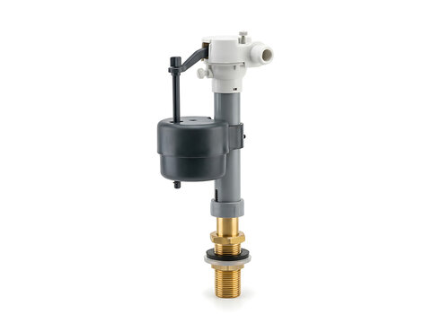 A modern toilet tank fill valve mechanism for plumbing repair and maintenance.