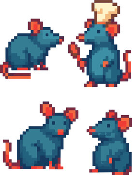 mouse chef pixel art, eps 10 illustration