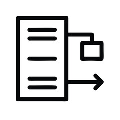 Fototapeta premium Document with paperclip and arrow icon - Minimalist flat design icon showing a document linked to a paperclip with an arrow pointing to the right.