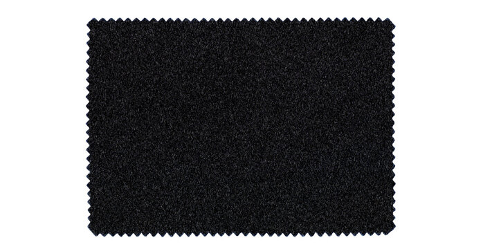 Dark Navy Wool Fabric Swatch with Pinked Zigzag Edge on Transparent Background, Textile Sample