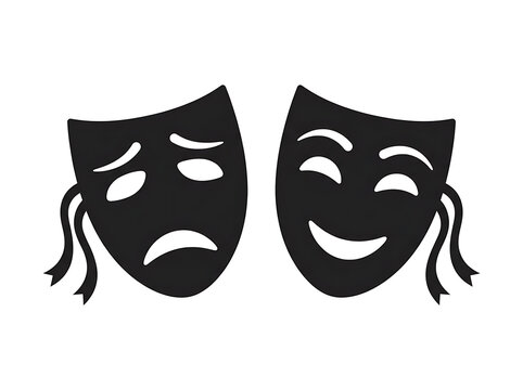 Classic Comedy and Tragedy Masks Silhouette for Theater and Acting Concept