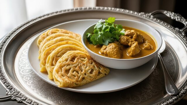 Roti Jala with Savory Curry Dish
