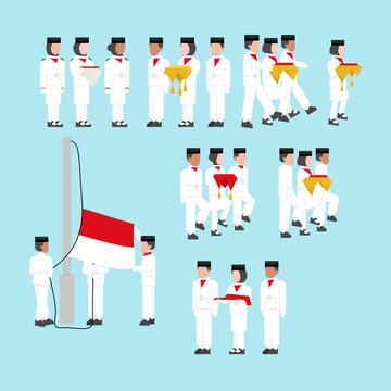 Paskibraka Indonesian Flag Raiser Illustration 