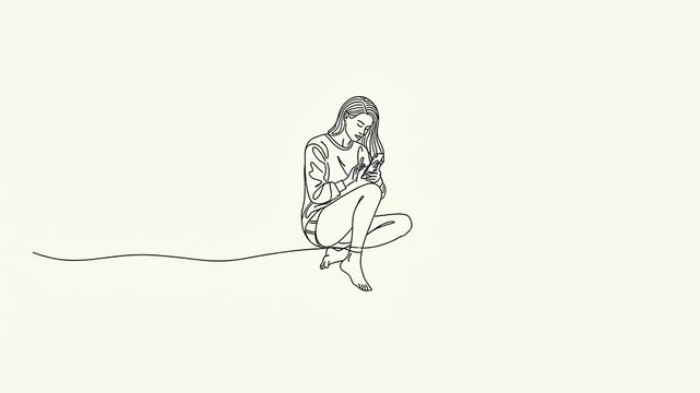 Minimalist line drawing of person sitting in contemplation.