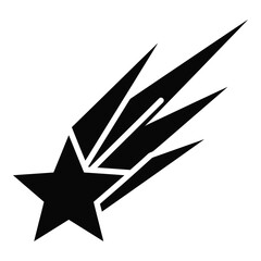 Black star with comet tail flying through space  astronomy symbol icon © Md