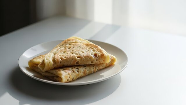Folded Roti Jala Dish on White Plate