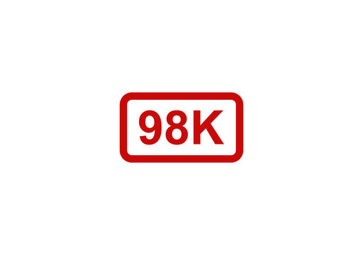 Red 98k follower count badge icon for social media profile celebration isolated on a plain white background design isolated on transparent background