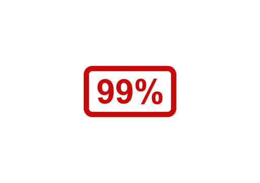 Red ninety nine percent symbol inside a rectangular box for business discount and sales promotion isolated design isolated on transparent background