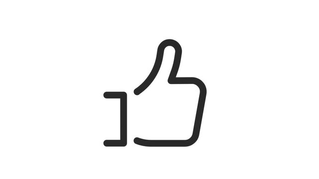 Minimalist thumbs up line icon symbol of approval and positive feedback on white background