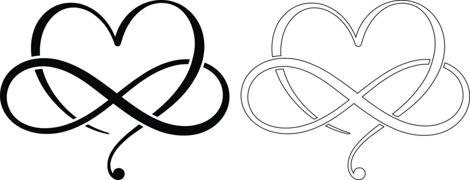 Infinity heart icon. Heart with infinity loop symbol. Simple pictogram for eternal love, wedding, valentine, anniversary, engagement, romantic, tattoo art and forever commitment design.