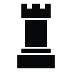 Black rook chess piece on white background icon © nirob