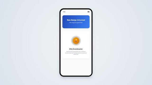 Mobile Application UI Notification Screen Animation Displaying New Badge Unlocked Popup Alert