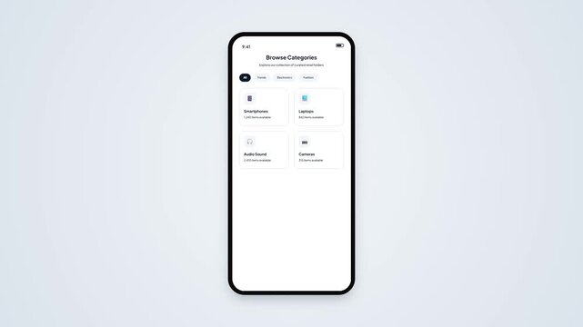 Browse Categories E-Commerce Mobile App User Interface Grid Animation