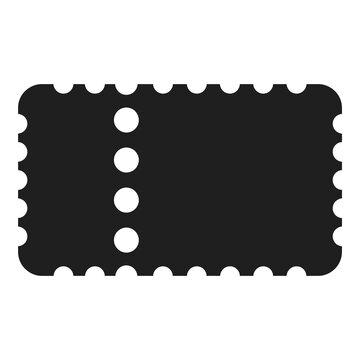 Black ticket stub with three round perforation holes on white background icon