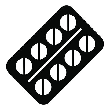 Blister pack of pills in a rectangular shape with rounded corners isolated on transparent background icon