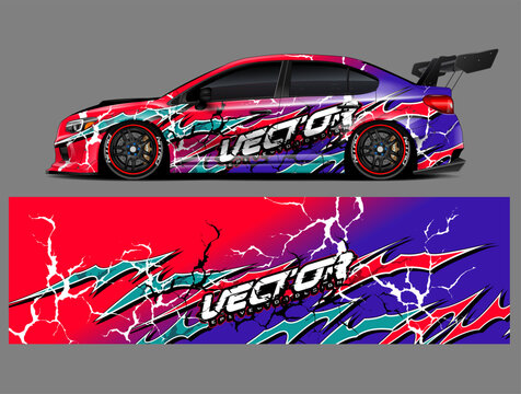  car livery design vector. Graphic abstract stripe racing background designs for wrap