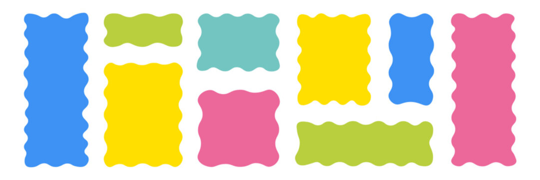 Shape frame irregular abstract set. Hand drawn shape frame irregular abstract rectangle banner organic paint line. Sticker paper collage textbox speech bubble cute background. Vector illustration