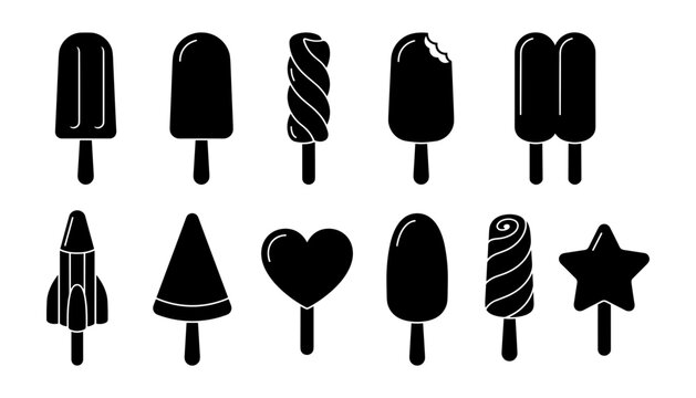 Popsicles in Various Shapes and Designs on Sticks Featuring Popsicle, Ice, Treat with Dessert and Sweet Elements for Frozen