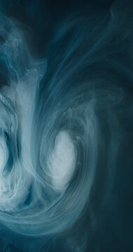 Haze wave. Paint spiral. Liquid dye stream curl white gray black texture. Art fluid defocused round color flow abstract background.
