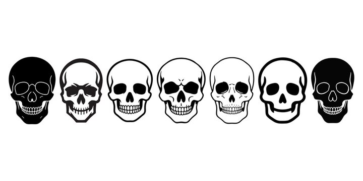Black and white skull icon