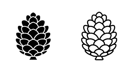 Pine Cone Icons: Black Silhouette and Outline Vector Graphics, Natural Elements for Autumn and Winter Designs, Forest and Nature Graphics © Imran