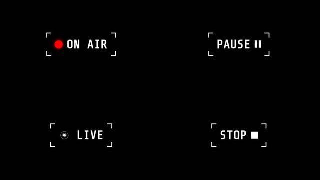 Minimalist camera recording status indicators for video production. 4K Video