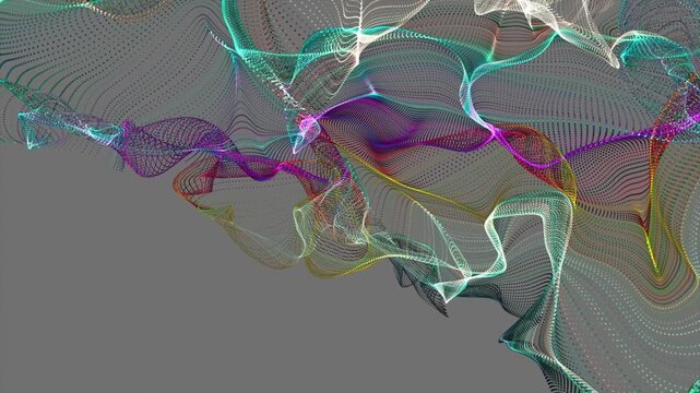 Fantastic video animation with particle wave object in slow motion, 4096x2304 loop 4K