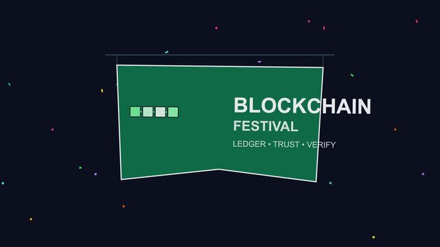 Blockchain festival event motion ledger, trust, and verify concept animation 4k technology crypto