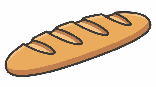Traditional French Baguette Bakery Bread Line Art Icon
