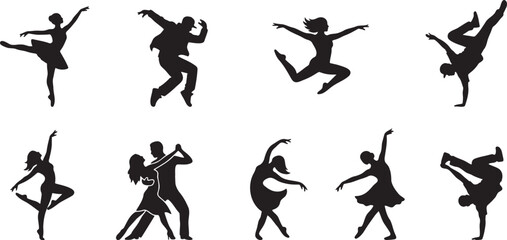 Artistic dance silhouettes ballet contemporary hip hop and ballroom © HM