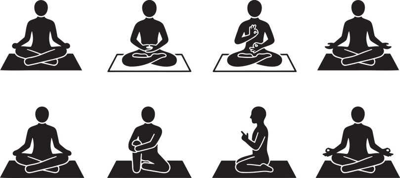Yoga meditation lotus position and mindful breathing poses