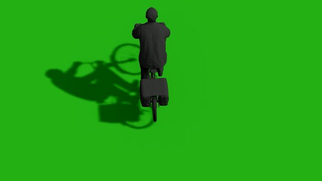 Rear View of Man Cycling on Bicycle Green Screen Chroma Key