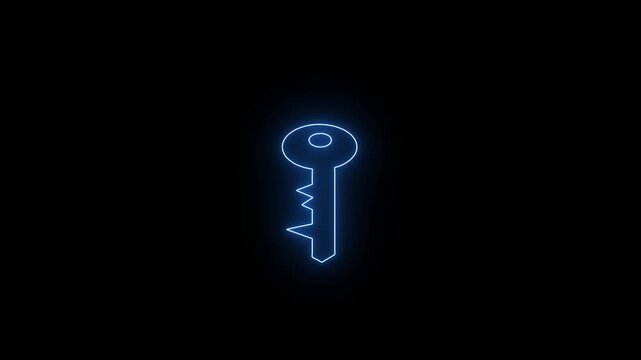 glowing key outline animation with line draw effect and smooth floating movement.