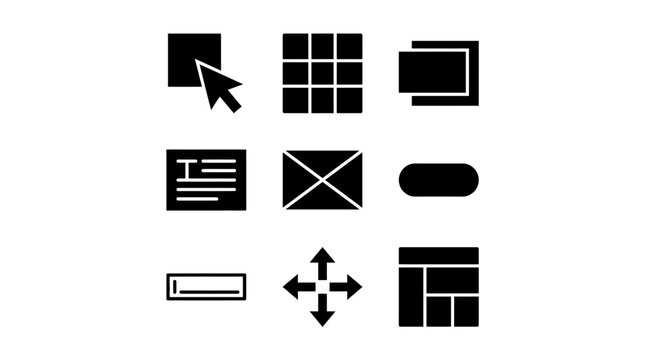 Collection of computer interface icons.