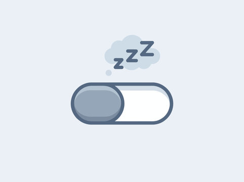 Flat vector icon of a sleeping pill capsule with Zzz sleeping sign