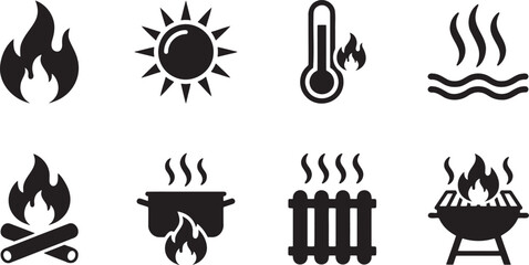 Naklejka premium Thermal elements representing fire heat and high temperature