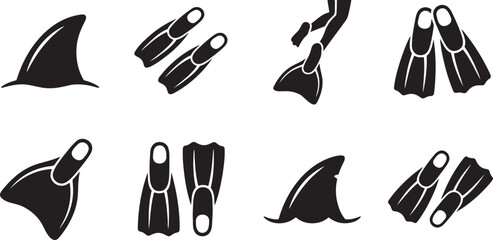 Professional swim fins flippers and scary shark fins © HM