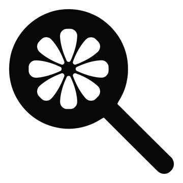 Magnifying glass with flower icon symbol design element  simple style icon
