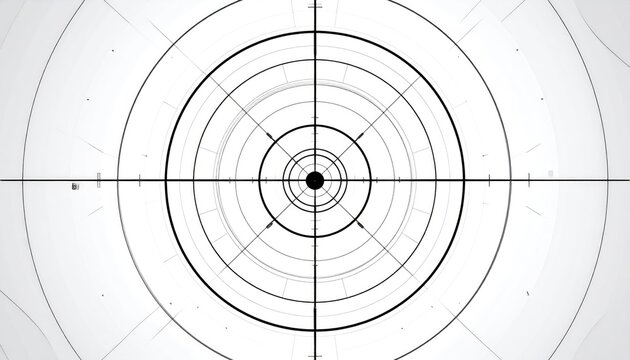 Concentric circles and crosshairs converge to a central point, abstract