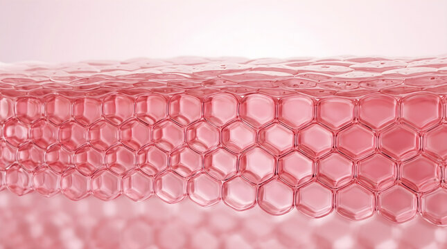 Healthy epidermal layer with perfect hexagonal cellular structure. Strong skin barrier retaining vital moisture. Dermatological protective care concept.
