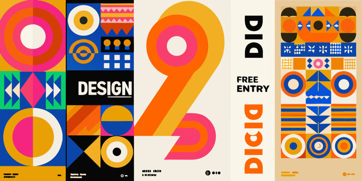 modern abstract geometric posters with overlapping shapes and bold colors design pattern artwork graphic contemporary visual composition aesthetic vibrant dynamic creative typography text
