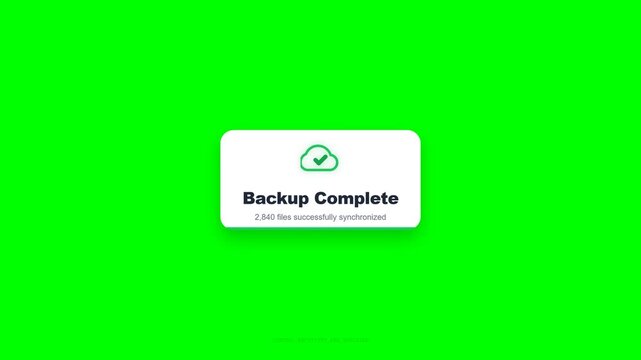 Backup Complete Notification Cloud Save Success Checkmark Animation 4K