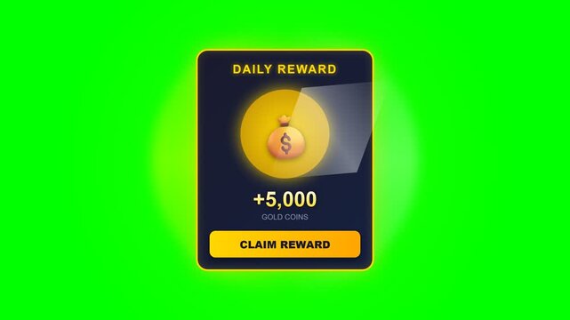 Daily Reward Popup Gaming Login Bonus Streak Calendar Animation 4K