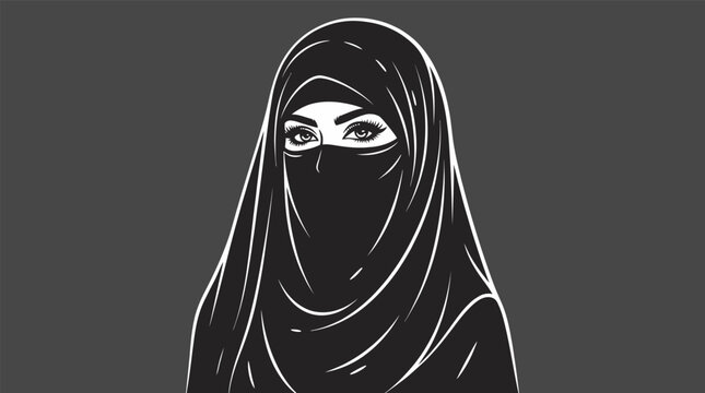 Woman wearing traditional niqab veil and hijab.